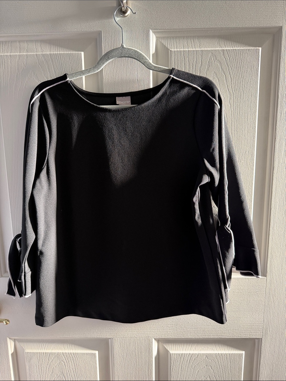 Chico's Black and White Trim Top